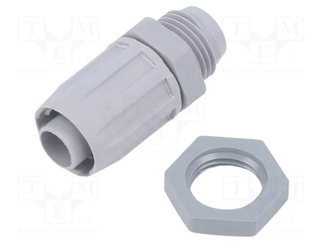 Straight terminal connector; Thread: metric,outside; IP54; grey HELLERMANNTYTON FG14-M16-PP-GY