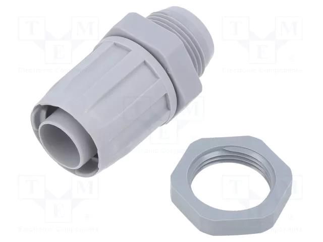 Straight terminal connector; Thread: PG,outside; polypropylene HELLERMANNTYTON FG19-PG13-PP-GY