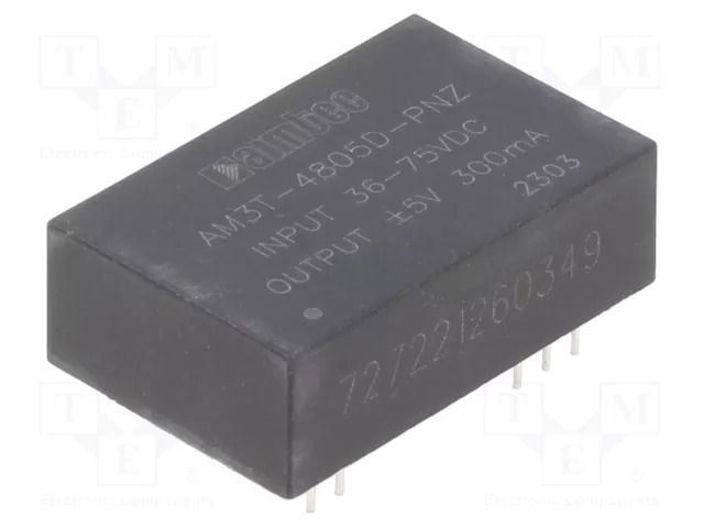Converter: DC/DC; 3W; Uin: 36÷75VDC; Uout: 5VDC; Uout2: -5VDC; DIP24 AIMTEC AM3T-4805D-PNZ