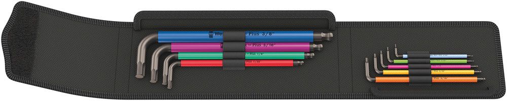 950/9 Hex-Plus Multicolour Imperial 1 L-key set, imperial, BlackLaser, 1 x 5/64x101; 1 x 3/32x112; 1 x 1/8x123; 1 x 5/32x137; 1 x 3/16x154; 1 x 7/32x172; 1 x 1/4x185; 1 x 5/16x195; 1 x 3/8x224, Wera 05022639001