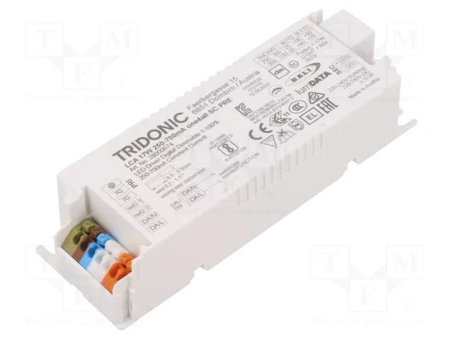 Power supply: switching; LED; 17W; 15÷50VDC; 250÷700mA; 198÷264VAC TRIDONIC 28000674