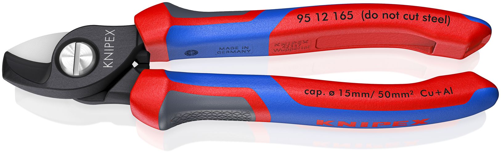 KNIPEX 95 12 165 Cable Shears with comfort handles burnished 165 mm 95 12 165