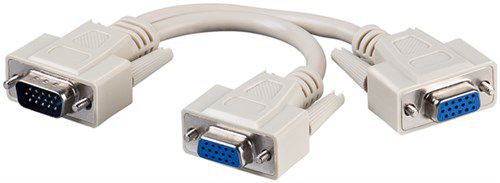 VGA Adapter Cable, 0.2 m, grey - VGA male (15-pin) > 2 VGA female (15-pin) 95138