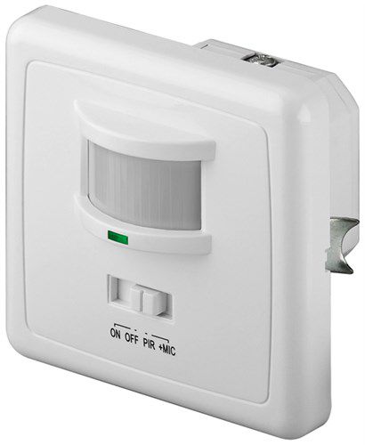 Infrared/Acoustic Motion Detector, white - for flush wall mounting, 160° detection, 9 m range, suitable for indoors (IP20) 95171