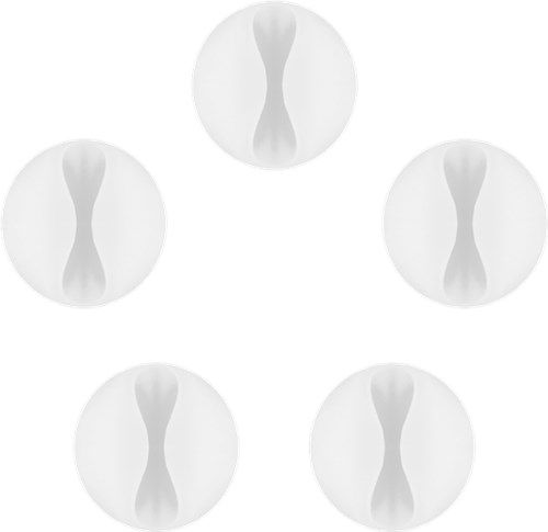 Cable Management 1 Slot, White, white - 5-piece set for organising and attaching cables, removable 95183