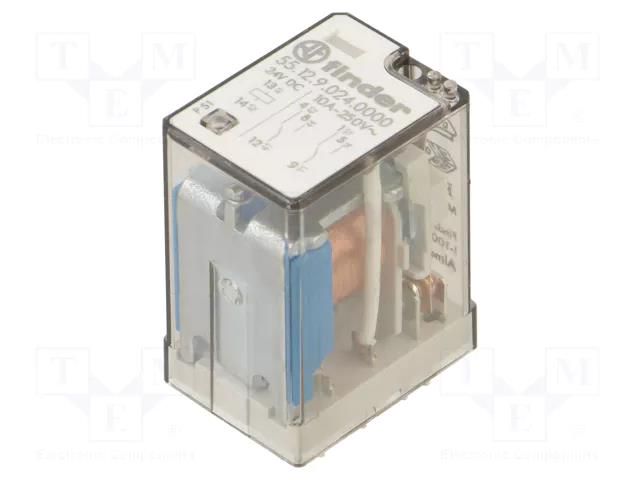 Relay: electromagnetic; DPDT; 24VDC; Icontacts max: 20A; PCB; 55.12 FINDER 55.12.9.024.0000