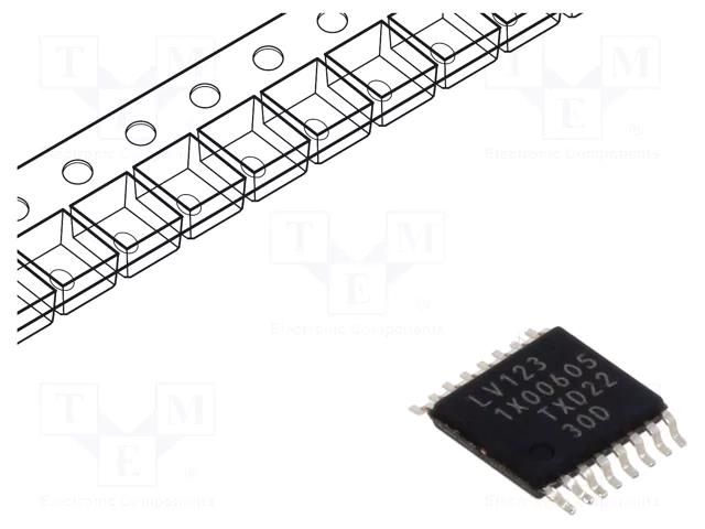 IC: digital; monostable,multivibrator,resettable; Ch: 2; TTL; SMD NEXPERIA 74LV123PW.118
