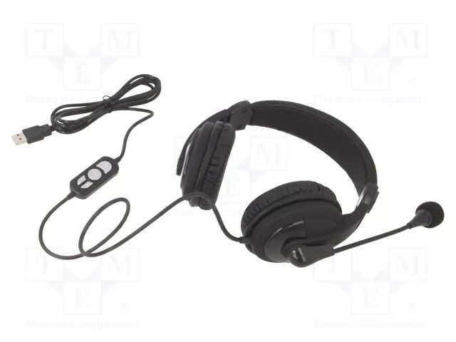 Headphones with microphone; black; USB; 2m; 20Hz÷20kHz; 32Ω VCOM DE160U