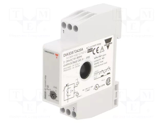 Current monitoring relay; AC current; for DIN rail mounting CARLO GAVAZZI DIA53S72420A