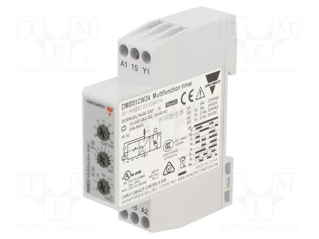 Automation module: timer; 0,1s÷100h; SPDT; 250VAC/8A,24VDC/5A CARLO GAVAZZI DMB51CW24