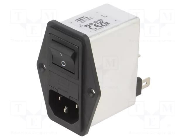 Connector: AC supply; socket; male; Inom: 2A; Ir: 373uA; 250VAC; 2mH SCHAFFNER FN284-2-06