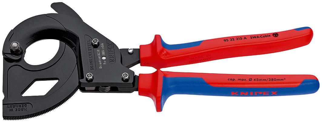 KNIPEX 95 32 315 A Cable Cutter (ratchet action) for steel wire armoured cables (SWA cable) with multicomponent handles black lacquered 315 mm 95 32 315 A 4003773078562