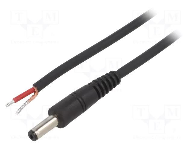 Cable; 1x1mm2; wires,DC 4,8/1,7 plug; straight; black; 0.5m WEST POL P48-TT-C100-050BK