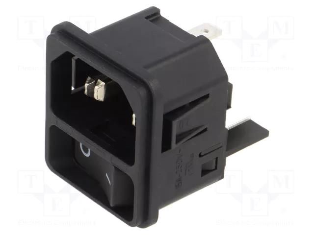 Connector: AC supply; socket; male; 15A; 250VAC; C14 (E); DC11 SCHURTER DC11.0001.301