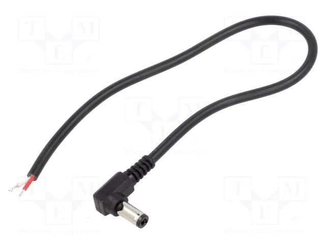 Cable; 2x0.5mm2; wires,DC 5,5/2,5 plug; angled; black; 0.25m BQ CABLE DC.CAB.4601.0020
