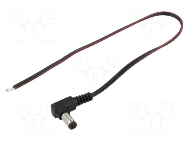 Cable; 2x0.35mm2; wires,DC 5,5/2,1 plug; angled; black; 0.25m BQ CABLE DC.CAB.6201.0020