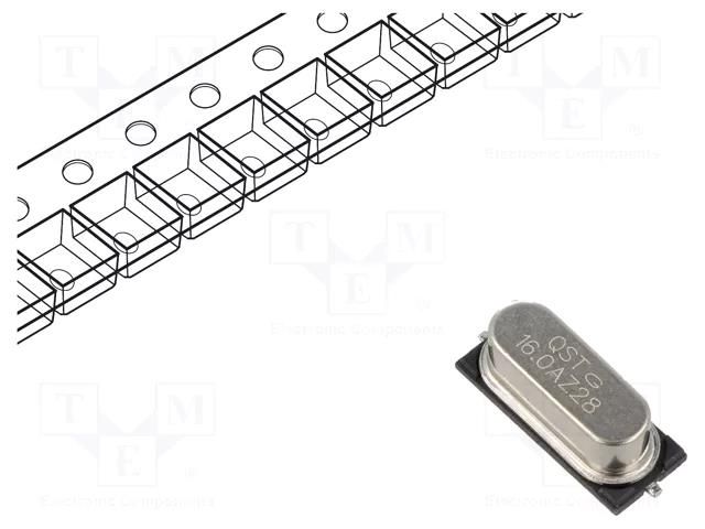 Resonator: quartz; 16MHz; ±10ppm; 18pF; SMD; 12.7x4.8x3.8mm QST 49S-16.000MEEJ-T