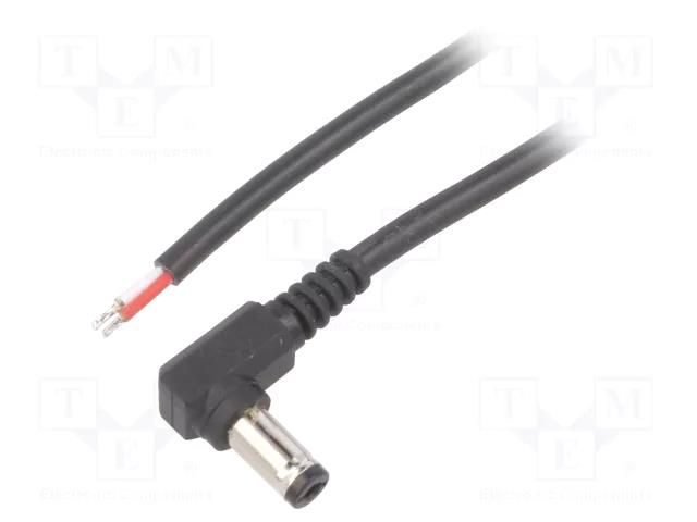 Cable; 2x0.5mm2; wires,DC 5,5/2,1 plug; angled; black; 2m; Core: Cu BQ CABLE DC.CAB.4201.0200