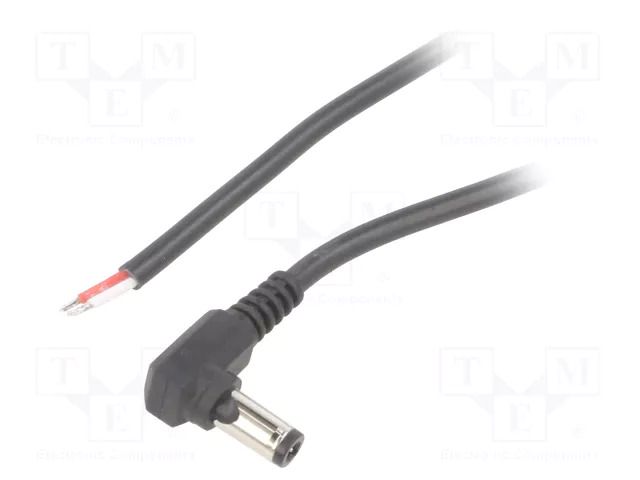 Cable; 2x0.5mm2; wires,DC 5,5/2,5 plug; angled; black; 2m; Core: Cu BQ CABLE DC.CAB.4601.0200