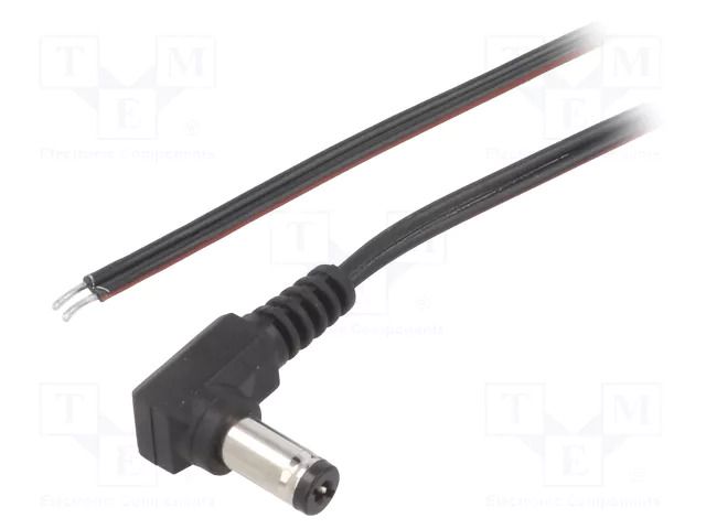 Cable; 2x0.35mm2; wires,DC 5,5/2,1 plug; angled; black; 2m BQ CABLE DC.CAB.6201.0200