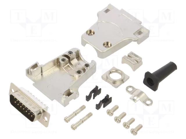 Connector: D-Sub; PIN: 15; plug; male; soldering; for cable; black ENCITECH DTZF15-DBP-K