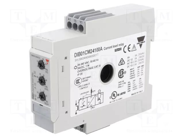 Current monitoring relay; AC current; 24÷240VAC; 24VDC; DIB; SPDT CARLO GAVAZZI DIB01CM24100A