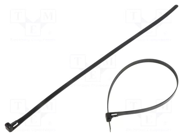 Cable tie; multi use; L: 350mm; W: 7.2mm; black; polyamide; 100pcs. QOLTEC QOLTEC-52233