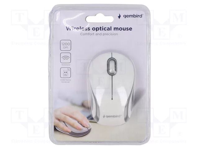 Mouse; white,black; USB A; wireless,optical; No.of butt: 3; 10m GEMBIRD MUSW-3B-01-MX