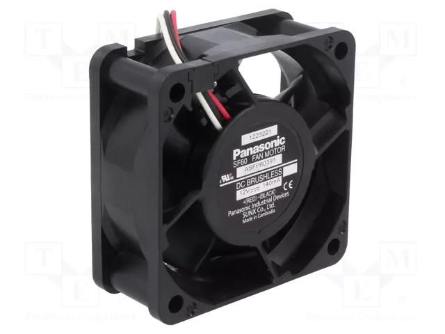 Fan: DC; axial; 12VDC; 60x60x25mm; 33.6m3/h; 27.5dBA; ball; 4000rpm PANASONIC ASFP60391