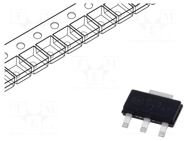 IC: voltage regulator; LDO,linear,adjustable; 1.25÷18.8V; 1A ONSEMI NCP1117ISTAT3G