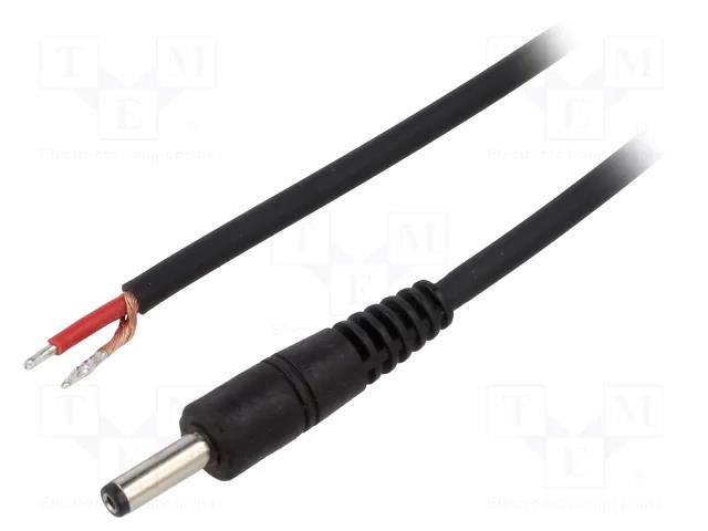 Cable; 1x1mm2; wires,DC 4,0/1,7 plug; straight; black; 0.5m WEST POL P40-TT-C100-050BK