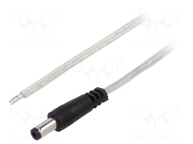 Cable; 2x0.5mm2; wires,DC 5,5/2,1 plug; straight; transparent; 5m BQ CABLE DC.CAB.8200.0500