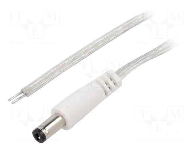 Cable; 2x0.5mm2; wires,DC 5,5/2,1 plug; straight; transparent; 3m BQ CABLE DC.CAB.8210.0300