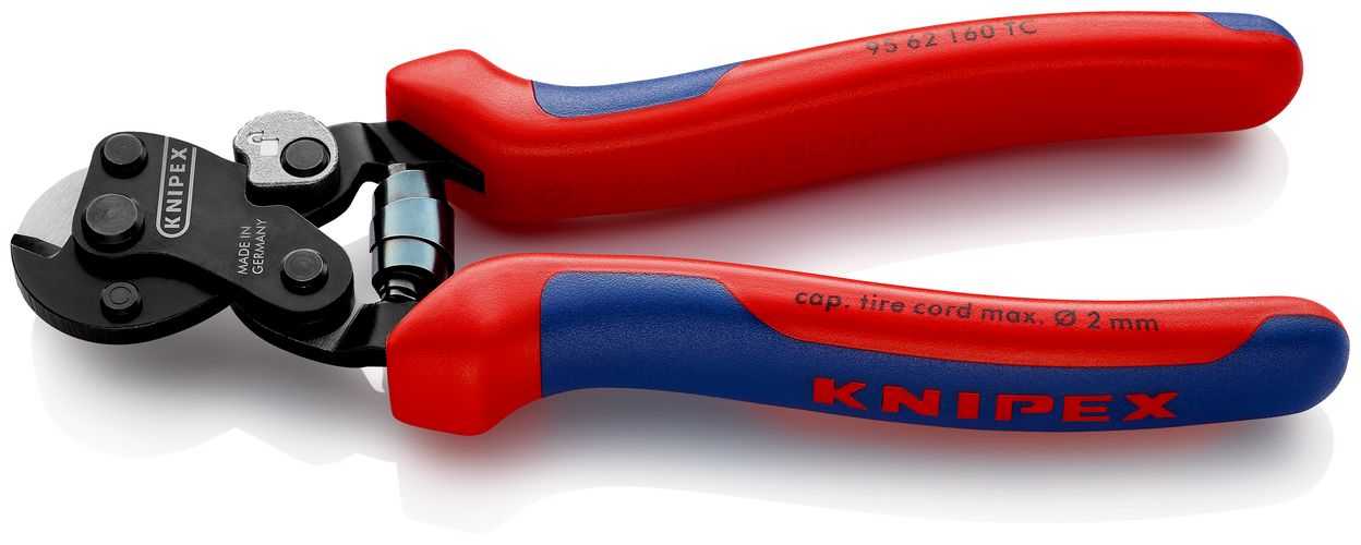 KNIPEX 95 62 160 TC Wire Rope Cutter for tyre cord with multi-component handles burnished 160 mm 95 62 160 TC 4003773082422