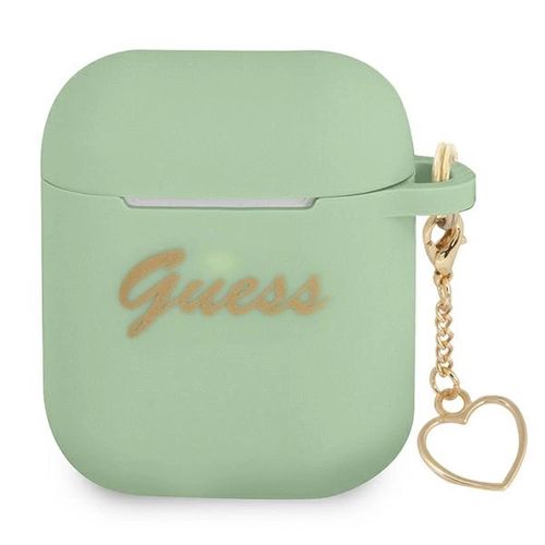 Guess GUA2LSCHSN AirPods cover green/green Silicone Charm Heart Collection, Guess 3666339039066 3666339039066