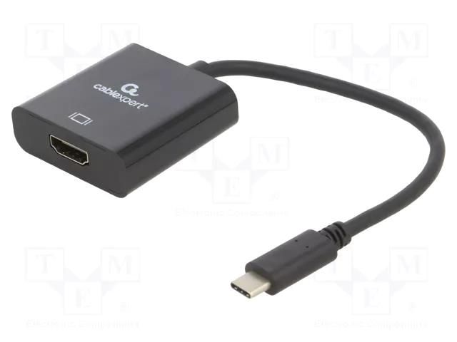 Adapter; HDMI 2.0,USB 3.1; HDMI socket,USB C plug; 0.15m; black GEMBIRD A-CM-HDMIF-04