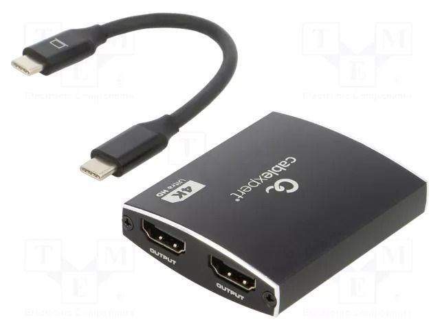 Adapter; HDMI 1.4,USB 3.1; 0.15m; black; 4K,UHD 2160p; Cablexpert GEMBIRD A-CM-HDMIF2-01