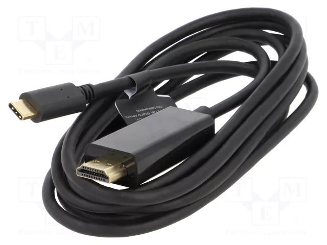 Adapter; HDMI 2.0,USB 3.1; HDMI plug,USB C plug; 2m; black GEMBIRD A-CM-HDMIM-02