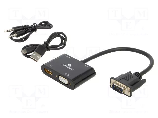 Adapter; HDMI 1.4; Full HD 1080p; 0.15m; black GEMBIRD A-VGA-HDMI-02