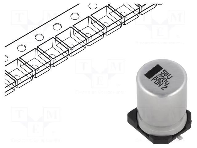 Capacitor: electrolytic; SMD; 220uF; 50VDC; 10x10x14mm; ±20% VISHAY MAL215097102E3