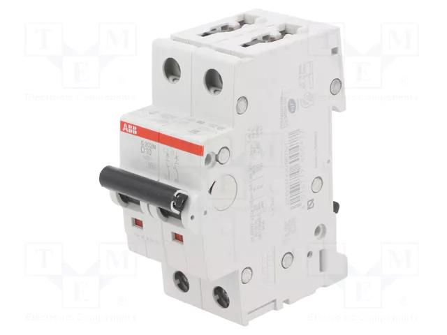 Circuit breaker; 400VAC; Inom: 10A; Poles: 2; Charact: D; 10kA; IP20 ABB S202M-D10