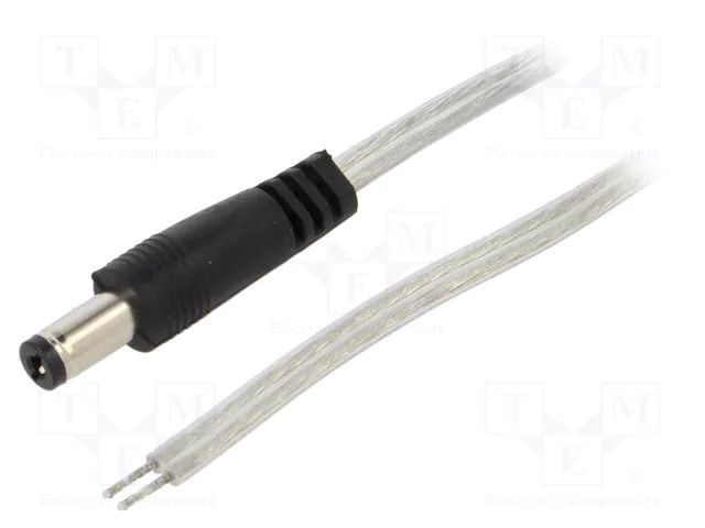 Cable; 2x0.5mm2; wires,DC 5,5/2,1 plug; straight; transparent BQ CABLE DC.CAB.8200.0020