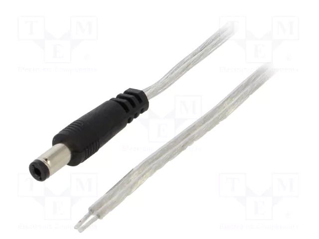 Cable; 2x0.5mm2; wires,DC 5,5/2,1 plug; straight; transparent; 3m BQ CABLE DC.CAB.8200.0300