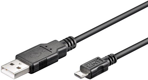 USB 2.0 Hi-Speed Cable, black, 0.15 m - USB 2.0 male (type A) > USB 2.0 micro male (type B) 95736