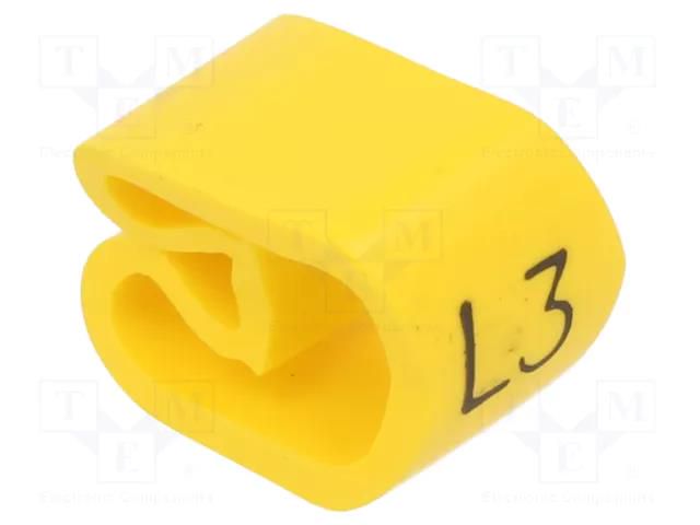 Markers; Marking: L3; 8÷16mm; PVC; yellow; -30÷60°C; leaded; PA-3 PARTEX PA-30009AV40.L3