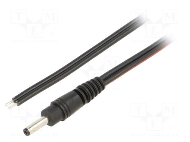 Cable; 2x0.75mm2; wires,DC 3,5/1,3 plug; straight; black; 1.5m WEST POL P13-TT-T075-150BK