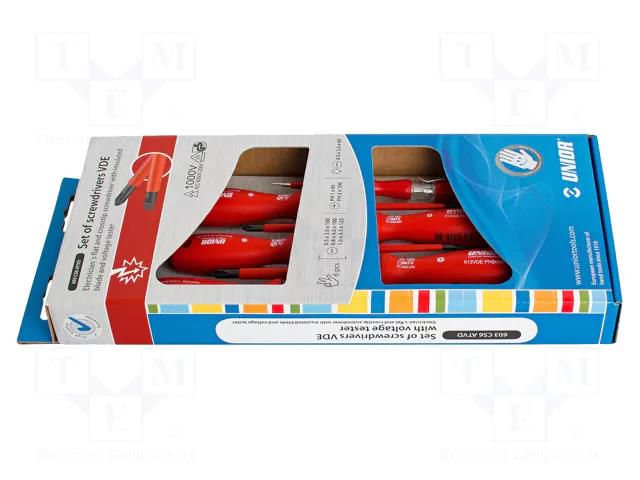 Kit: screwdrivers; insulated; Phillips,slot; Kit: voltage tester UNIOR UNIOR-617656