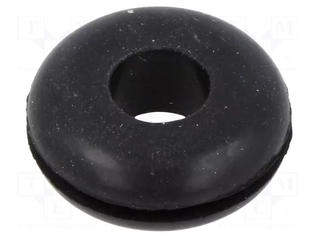 Grommet; Ømount.hole: 14.27mm; Øhole: 7.92mm; rubber; black KEYSTONE KEYS741