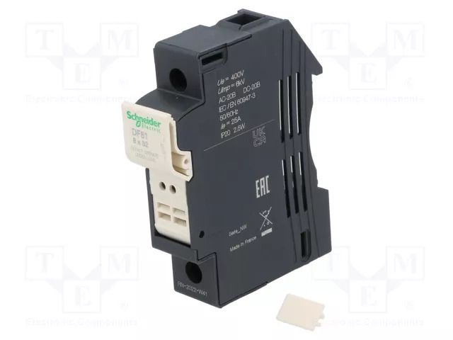 Fuse base; for DIN rail mounting; 25A; Poles: 1 SCHNEIDER ELECTRIC DF81