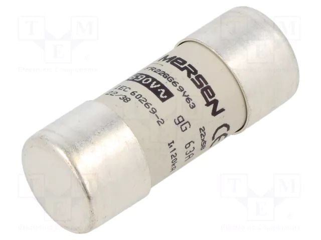 Fuse: fuse; 63A; 500VAC; gG; ceramic; 22x58mm SCHNEIDER ELECTRIC DF2FN63